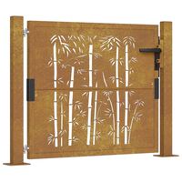 vidaXL Trädgårdsgrind 105x105 cm rosttrögt stål bambudesign