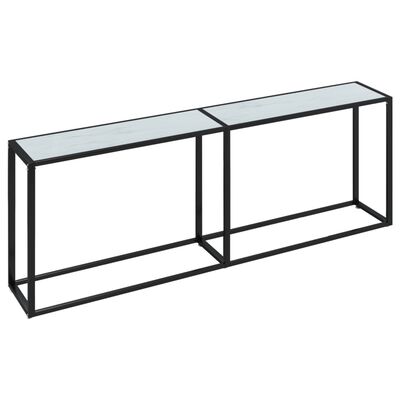 vidaXL Konsolbord vit marmor 220x35x75,5 cm härdat glas