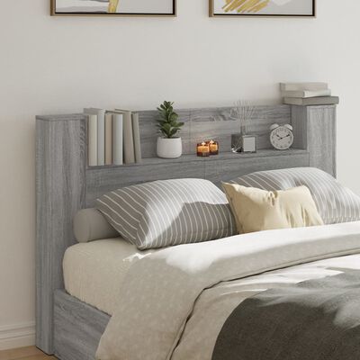vidaXL Sänggavel med LED grå sonoma 160x16,5x103,5 cm