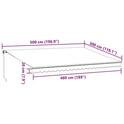 vidaXL Markis manuellt infällbar med LEDs antracit och vit 450x300 cm