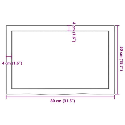 vidaXL Bordsskiva 80x50x(2-4) cm obehandlad massiv ek