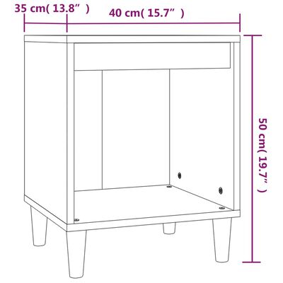 vidaXL Sängbord vit 40x35x50 cm konstruerat trä