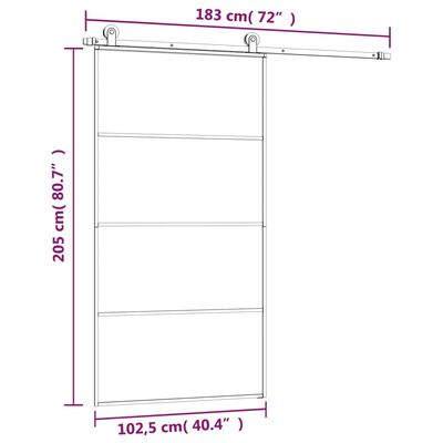 vidaXL Skjutdörr med hårdvara 102,5x205 cm ESG-glas och aluminium