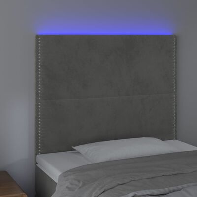 vidaXL Sänggavel LED ljusgrå 90x5x118/128 cm sammet