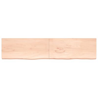 vidaXL Bänkskiva för badrum 220x50x(2-6) cm obehandlat massivt trä