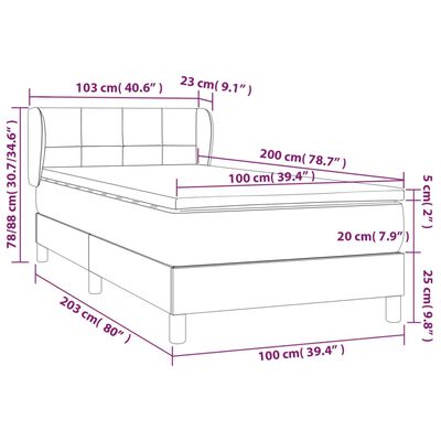 vidaXL Ramsäng med madrass svart 100x200 cm sammet