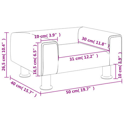 vidaXL Barnsoffa gräddvit 50x40x26,5 cm sammet