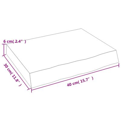 vidaXL Bänkskiva badrum mörkbrun 40x30x(2-6) cm behandlat massivt trä