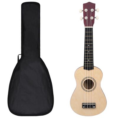 vidaXL Ukulele med väska för barn sopran ljust trä 21"