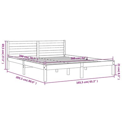 vidaXL Sängram utan madrass vaxbrun 160x200 cm massiv furu