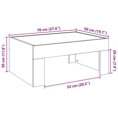 vidaXL Soffbord med Infinity LEDs sonoma-ek 70x50x30 cm