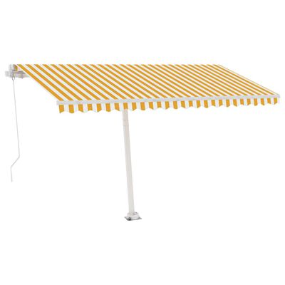 vidaXL Markis manuellt infällbar fristående 400x350 cm gul/vit