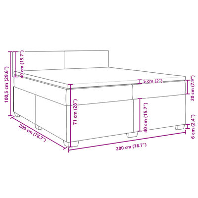 vidaXL Ramsäng med madrass ljusgrå 200x200 cm sammet