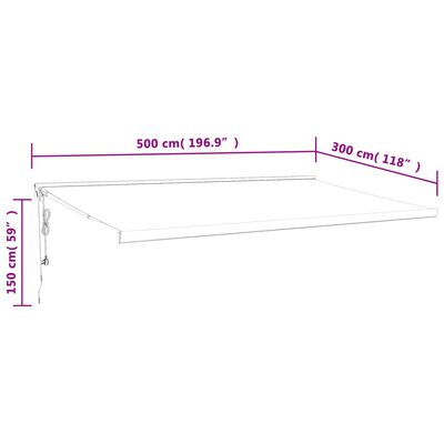 vidaXL Markis infällbar gul och vit 5x3 m tyg&aluminium