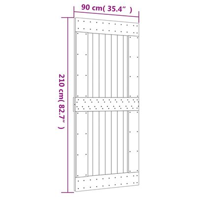 vidaXL Skjutdörr med beslag 90x210 cm massiv furu