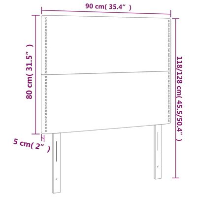 vidaXL Sänggavel LED mörkgrå 90x5x118/128 cm tyg