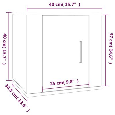 vidaXL Väggmonterad tv-bänk vit högglans 40x34,5x40 cm