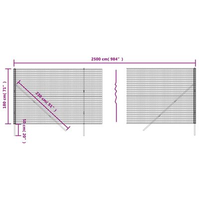 vidaXL Stängsel grön 1,8x25 m galvaniserat stål