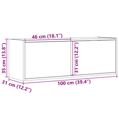 vidaXL Väggmonterad tv-bänk LED grå sonoma 100x31x35 cm