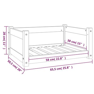 vidaXL Hundbädd honungsbrun 65,5x50,5x28 massiv furu