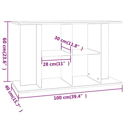 vidaXL Akvariebänk svart 100x40x60 cm konstruerat trä