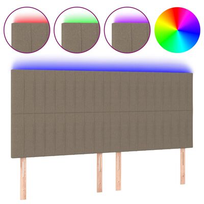 vidaXL Sänggavel LED taupe 200x5x118/128 cm tyg