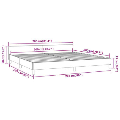 vidaXL Sängram utan madrass mörkgrå 200x200 cm tyg