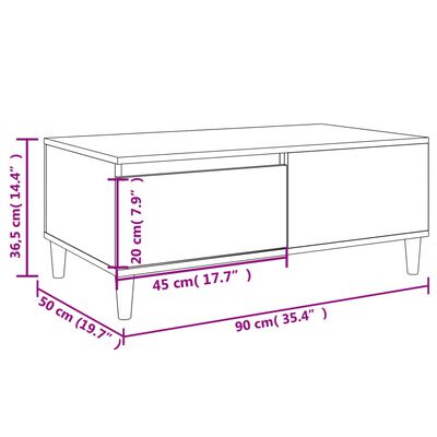 vidaXL Soffbord vit högglans 90x50x36,5 cm konstruerat trä