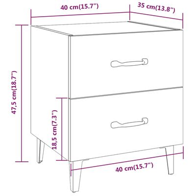 vidaXL Sängbord 2 st vit högglans 40x35x47,5 cm