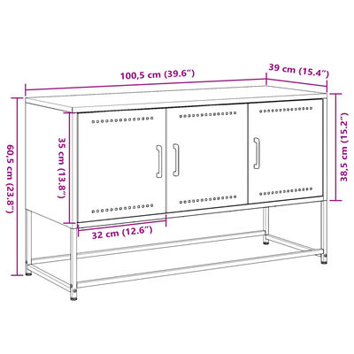 vidaXL TV-skåp rosa 100,5x39x60,5 cm stål