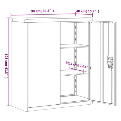 vidaXL Dokumentskåp vit 90x40x145 cm stål