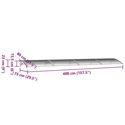 vidaXL Entrétak svart 400x75 cm polykarbonat