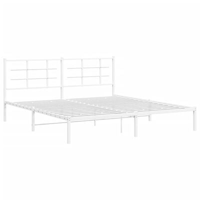 vidaXL Sängram med huvudgavel metall vit 183x213 cm