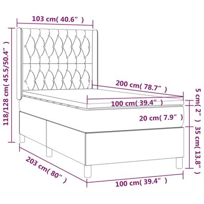 vidaXL Ramsäng med madrass svart 100x200 cm sammet