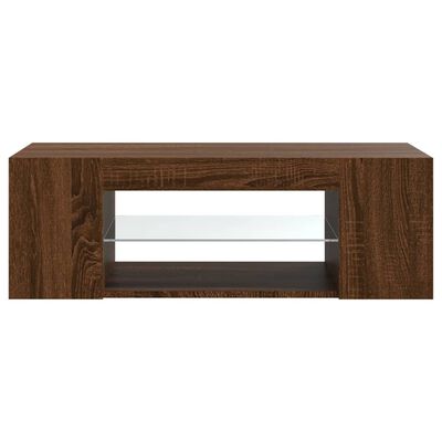 vidaXL Tv-bänk med LED-belysning brun ek 90x39x30 cm