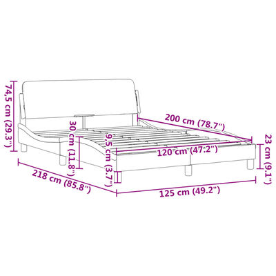 vidaXL Sängram med huvudgavel svart 120x200 cm sammet