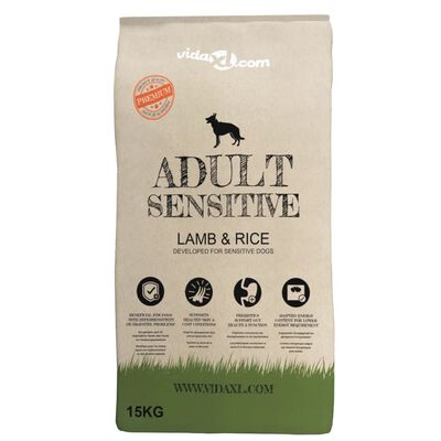 vidaXL Premium Hundmat torr Adult Sensitive Lamb & Rice 15 kg