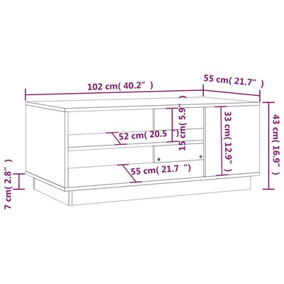 vidaXL Soffbord svart 102x55x43 cm konstruerat trä