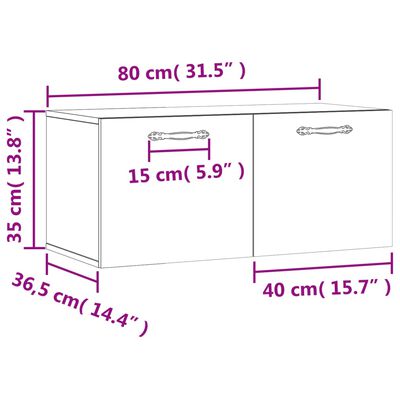 vidaXL Väggskåp brun ek 80x36,5x35 cm konstruerat trä