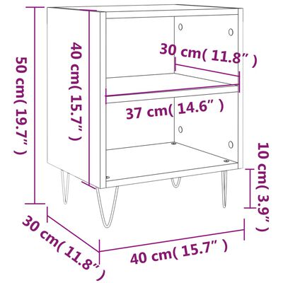 vidaXL Sängbord 2 st betonggrå 40x30x50 cm konstruerat trä