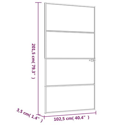 vidaXL Innerdörr 102x201,5 cm härdat glas och aluminium slim