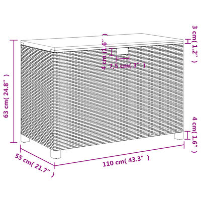 vidaXL Dynbox grå 110x55x63 cm konstrotting akaciaträ