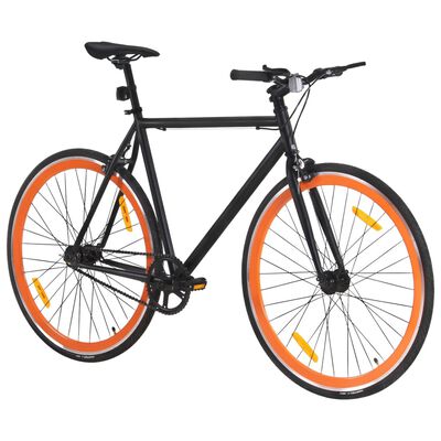 vidaXL Fixed gear cykel svart och orange 700c 55 cm