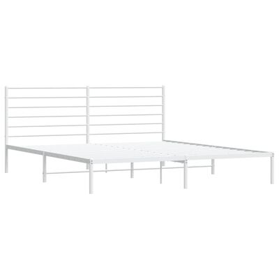 vidaXL Sängram med huvudgavel metall vit 200x200 cm