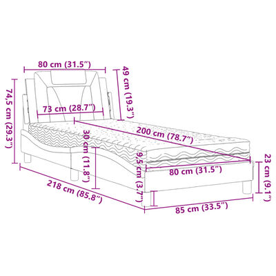 vidaXL Säng med madrass vit 80x200 cm konstläder