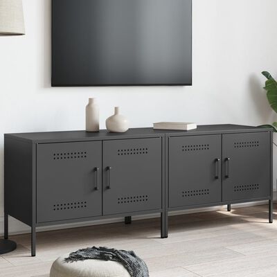 vidaXL Tv-bänk 2 st svart 68x39x50,5 cm stål