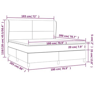 vidaXL Ramsäng med madrass svart 180x200 cm sammet