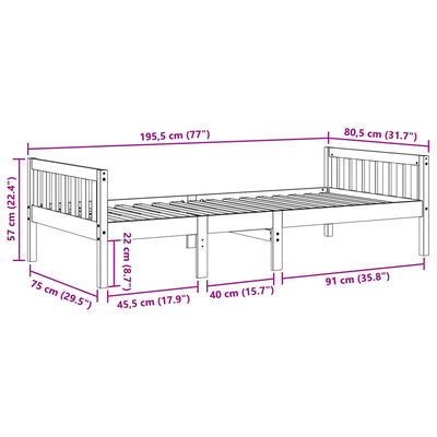 vidaXL Barnsäng utan madrass vit 75x190 cm massiv furu