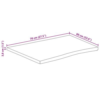 vidaXL Bordsskiva 70x60x3,8 cm levande kant massivt mangoträ