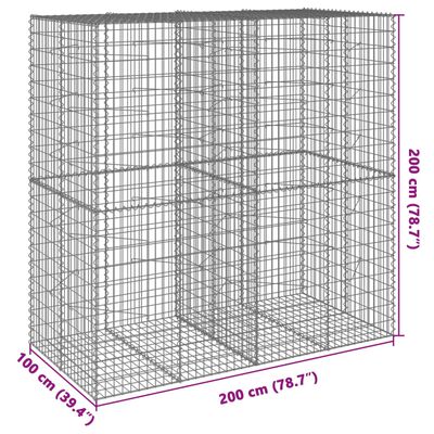 vidaXL Gabionkorg med skydd 200x100x200 cm galvaniserat järn